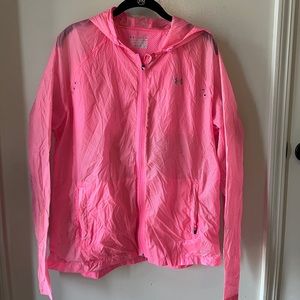 Under Armour See Me Go translucent hooded jacket neon pink full zip jacket XL